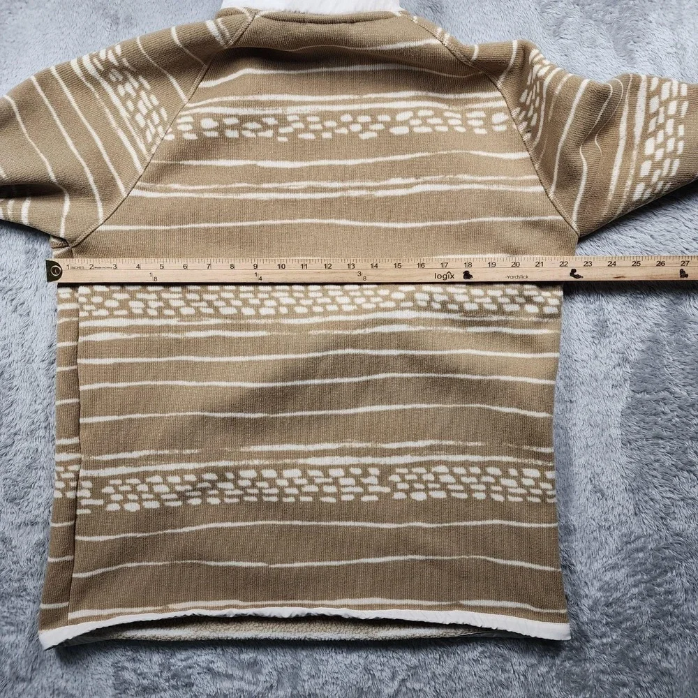 The North Face Gordon Lyons Sweater Mens Large Beige Stripe 1/4 Zip Fleece